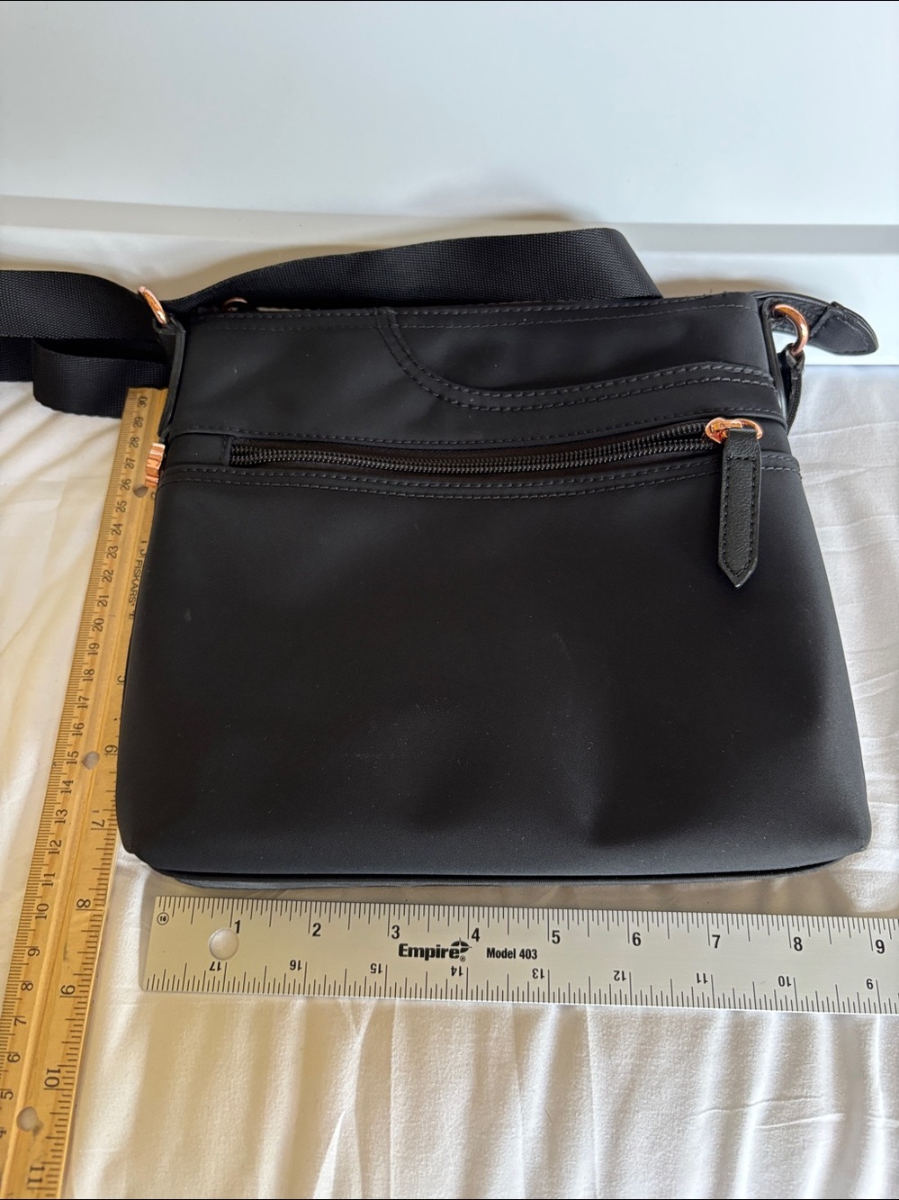 Radley London Black Crossbody Bag Nylon Zip Top Adjustable Strap Nice Condition - Picture 12 of 13